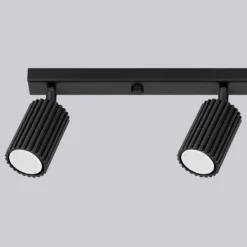 Downlight de techo de carbono, negro, longitud 81 cm, aluminio, 4 luces.