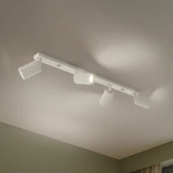 Downlight de techo de carbono, beige, longitud 81 cm, aluminio, 4 luces.