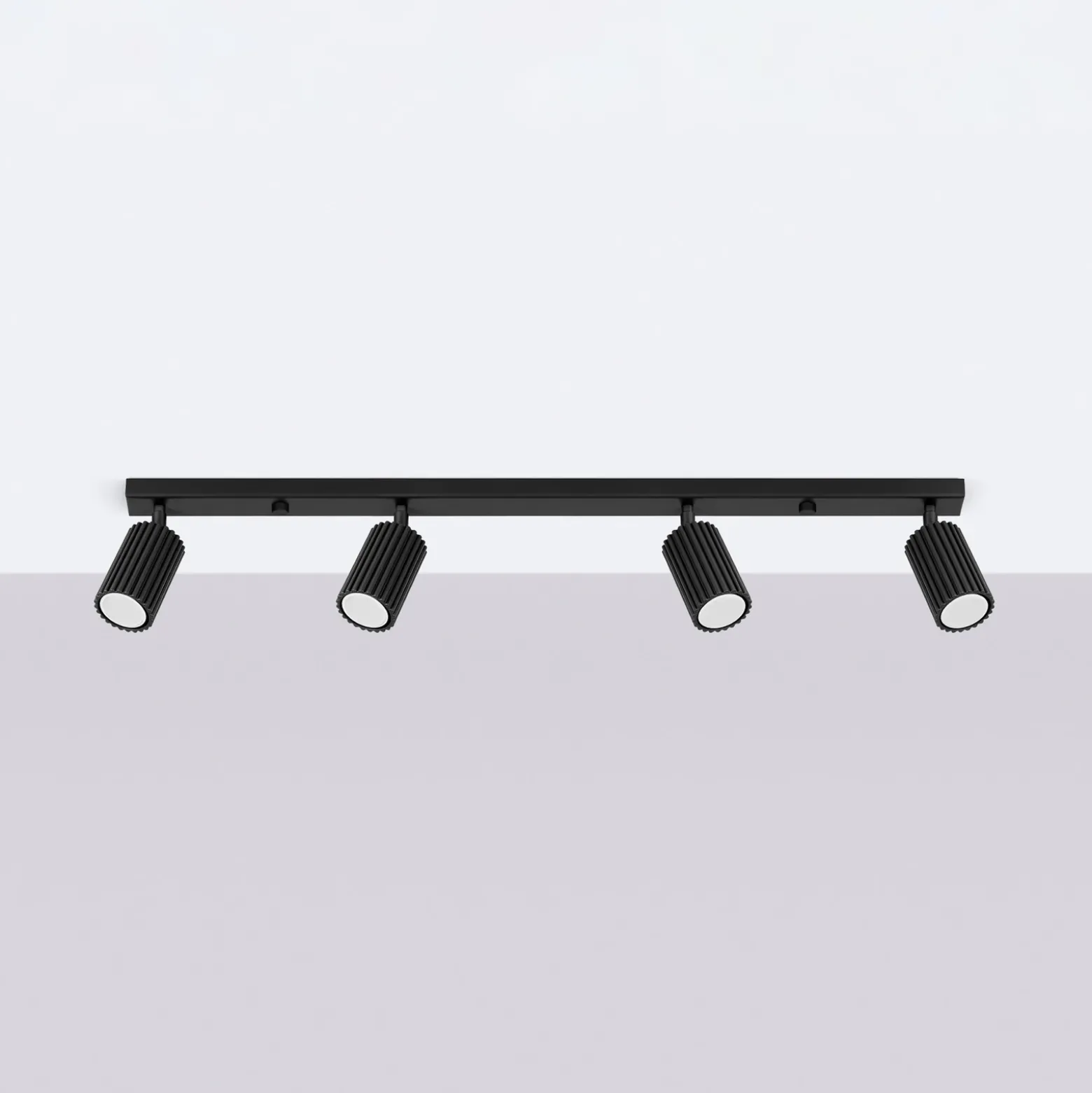 Downlight de techo de carbono, negro, longitud 81 cm, aluminio, 4 luces.