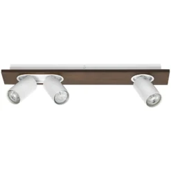 Downlight de techo LEDVANCE Mercury GU10, 3 luces, madera/blanco