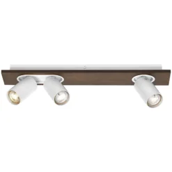 Downlight de techo LEDVANCE Mercury GU10, 3 luces, madera/blanco
