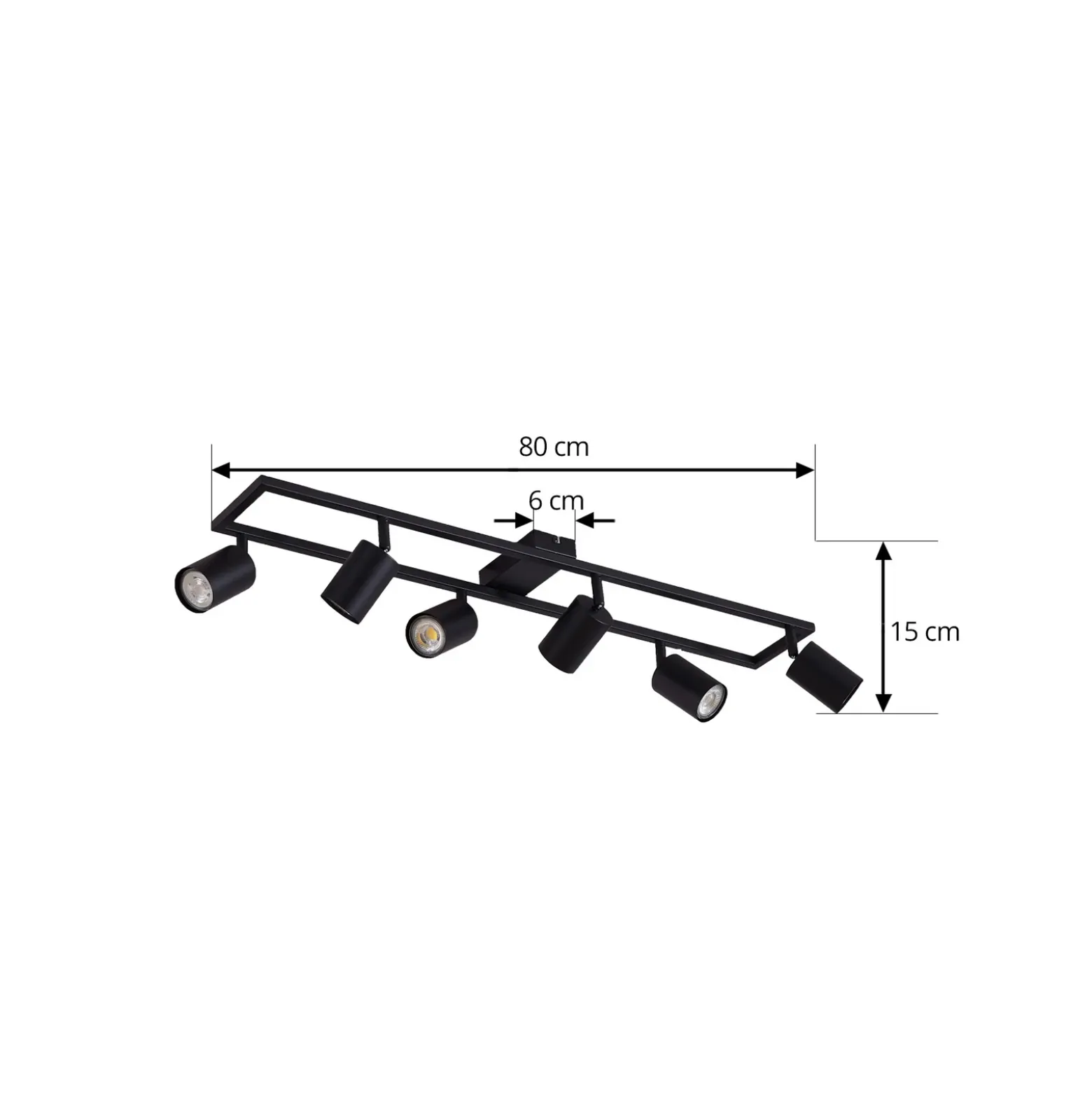 Downlight de techo Lindby Bravius, negro, 6 luces, hierro