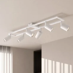 Downlight de techo Lindby Bravius, blanco, 6 luces, hierro