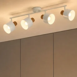 Downlight de techo Lindby Lenja, 4 luces, beige, E14, metal