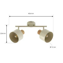 Downlight de techo Lindby Lenja, 2 luces, beige, E14, metal