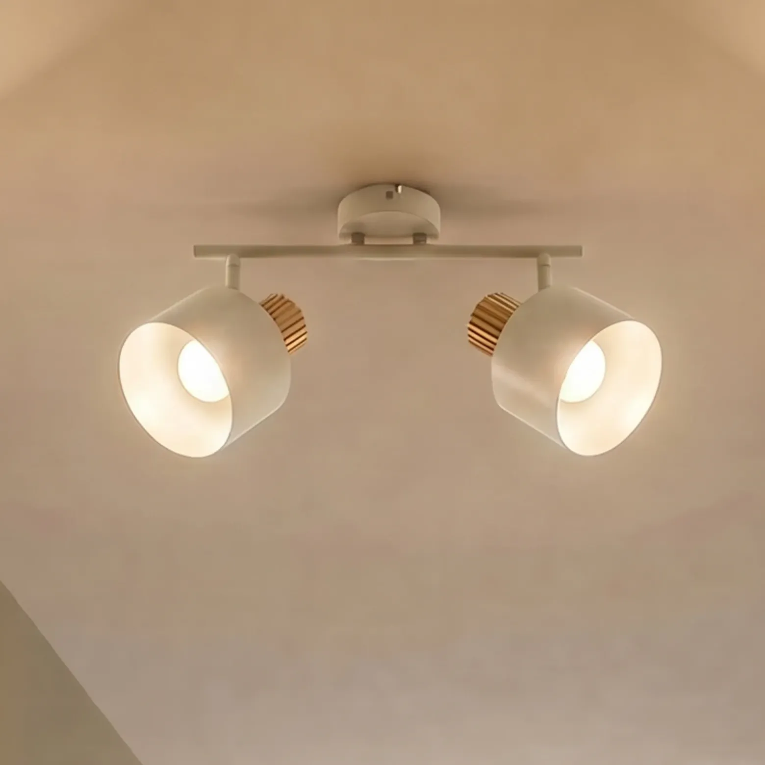 Downlight de techo Lindby Lenja, 2 luces, beige, E14, metal