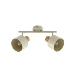 Downlight de techo Lindby Lenja, 2 luces, beige, E14, metal