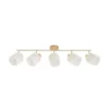 Downlight de techo Lindby Shiloh, 5 luces, natural/beige, madera