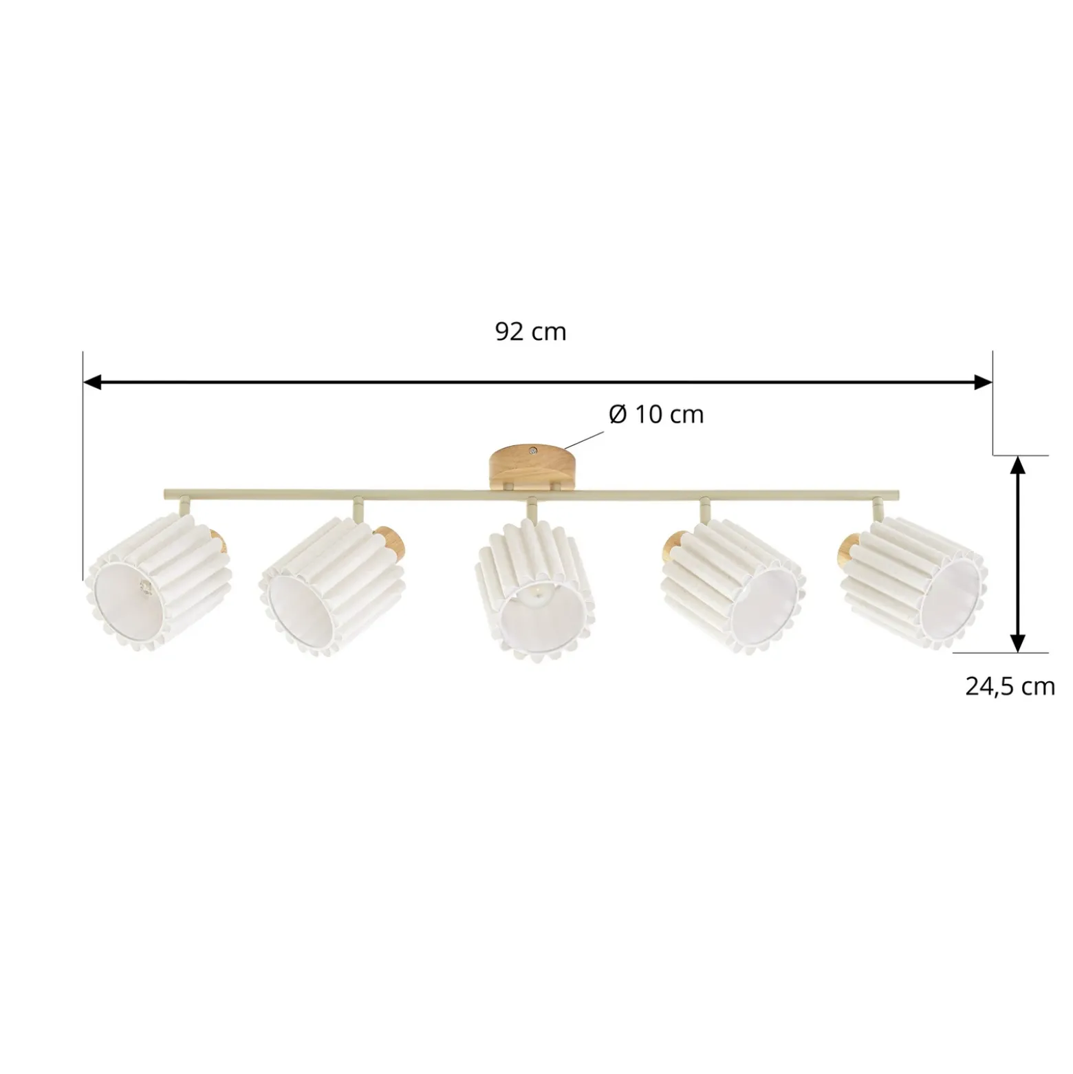 Downlight de techo Lindby Shiloh, 5 luces, natural/beige, madera