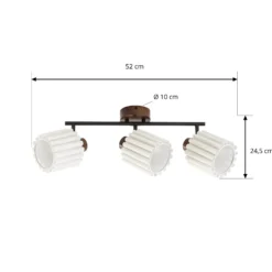 Downlight de techo Lindby Shiloh, 3 luces, nogal/beige, madera