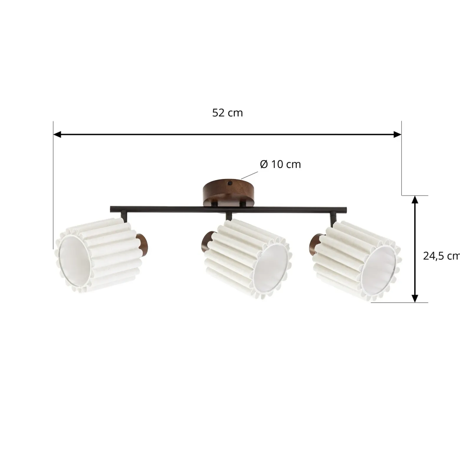 Downlight de techo Lindby Shiloh, 3 luces, nogal/beige, madera
