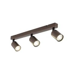 Downlight de techo Top, regulable, marrón, lineal de 3 luces