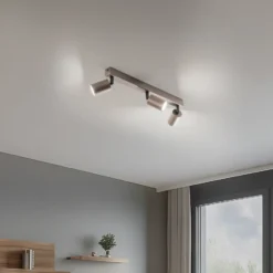 Downlight de techo Top, regulable, marrón, lineal de 3 luces