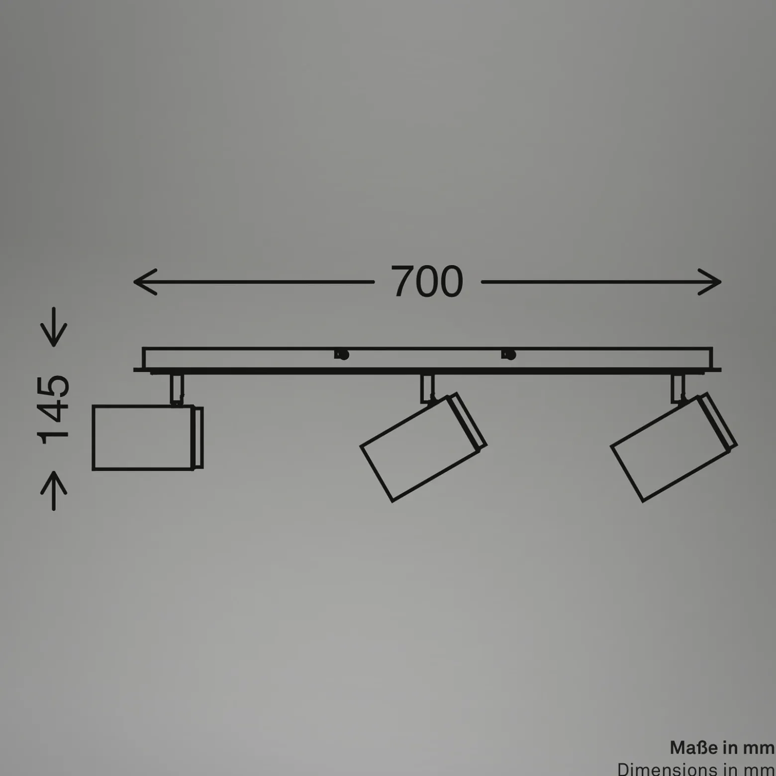 Downlight Duta, longitud 70 cm, negro/color madera, 3 luces.