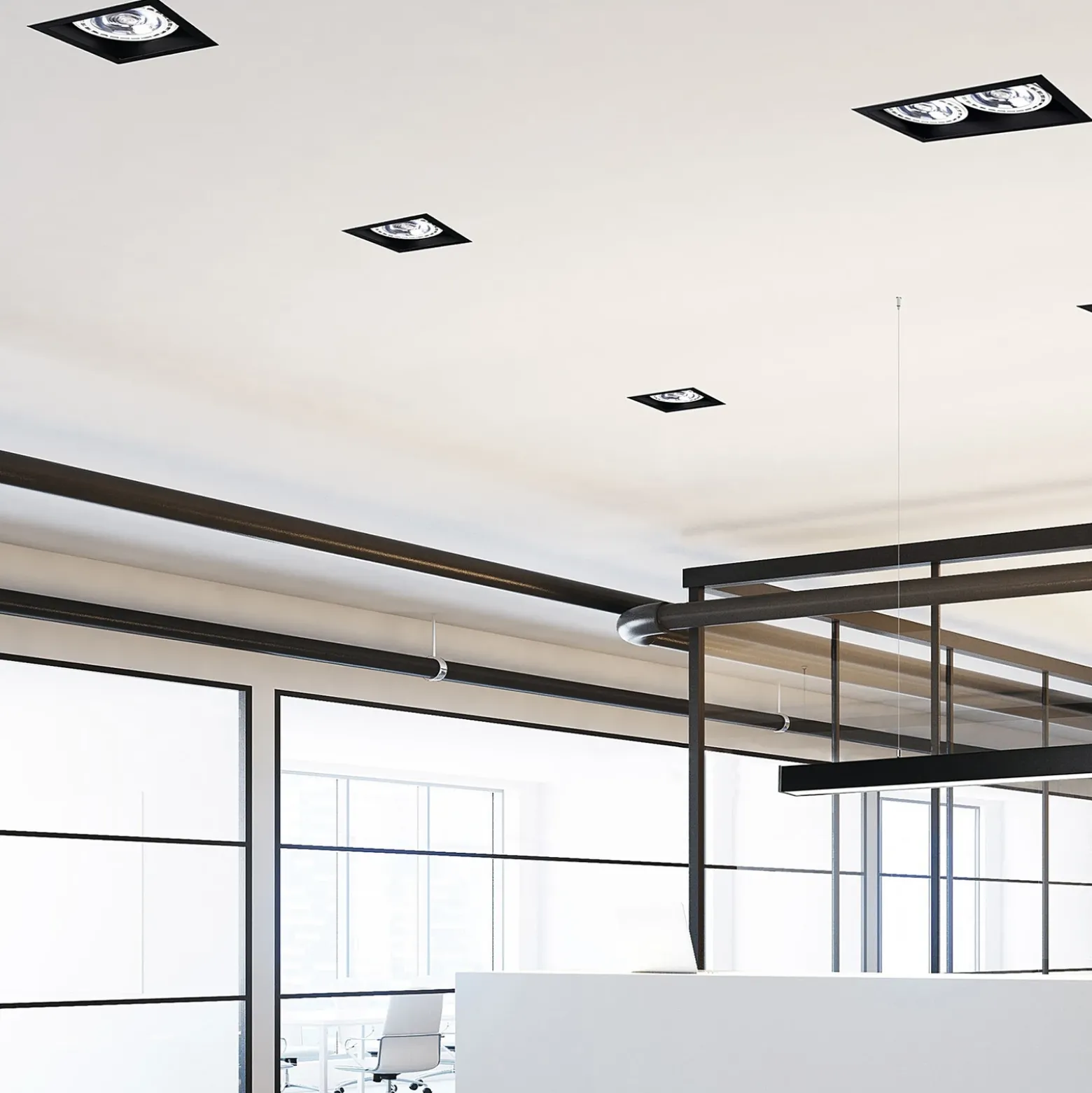 Downlight empotrable Mod I, 1 luz, negro