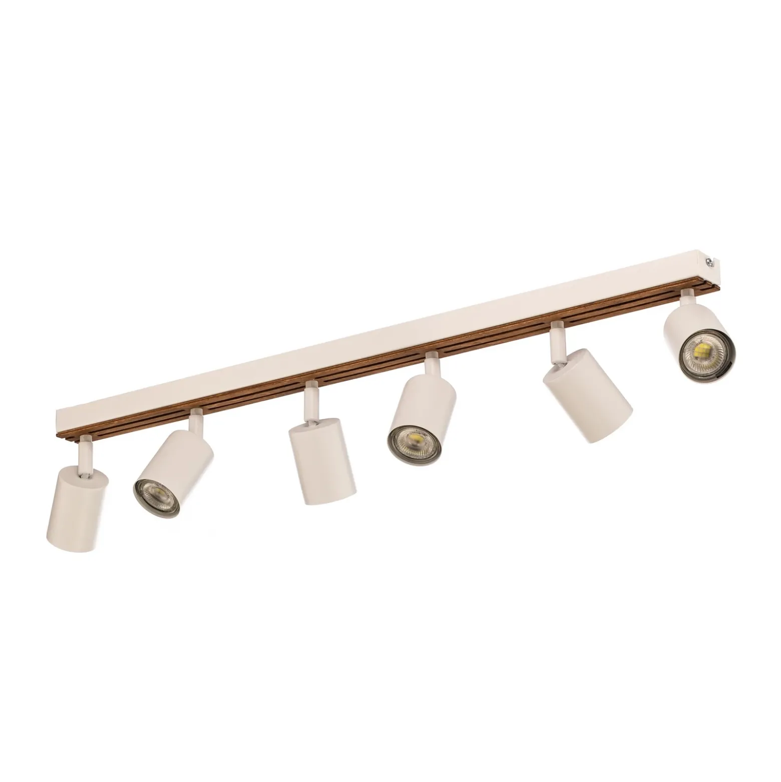 Downlight Envostar Tino de 6 luces, blanco/madera