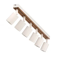 Downlight Envostar Tino de 6 luces, blanco/madera