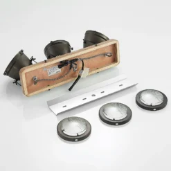 Downlight Farovi de Lindby, negro, 44 cm, 3 luces, madera, GU10