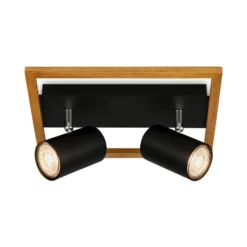 Downlight Frey marco de madera GU10 negro 2 luces
