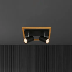 Downlight Frey marco de madera GU10 negro 2 luces