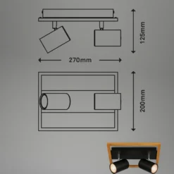 Downlight Frey marco de madera GU10 negro 2 luces
