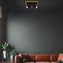Downlight Frey marco de madera GU10 negro 2 luces
