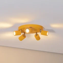 Downlight Fun, amarillo, Ø 30 cm, ajustable, GU10