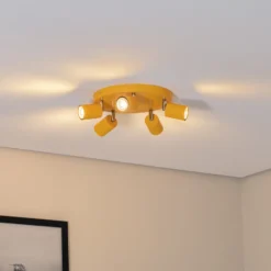 Downlight Fun, amarillo, Ø 30 cm, ajustable, GU10