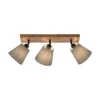 Downlight Gerda Michel, de 3 luces, madera/tejido