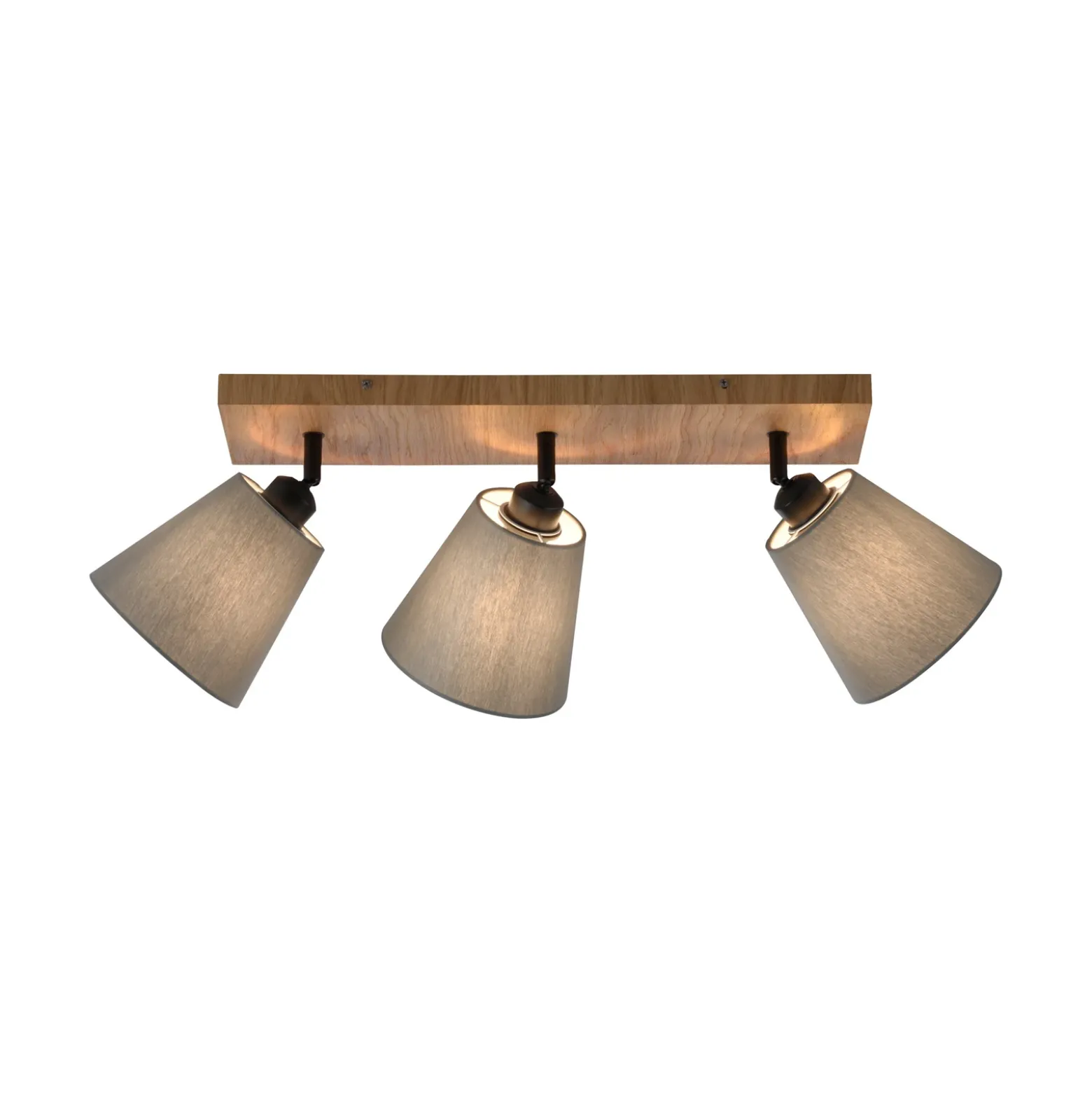 Downlight Gerda Michel, de 3 luces, madera/tejido