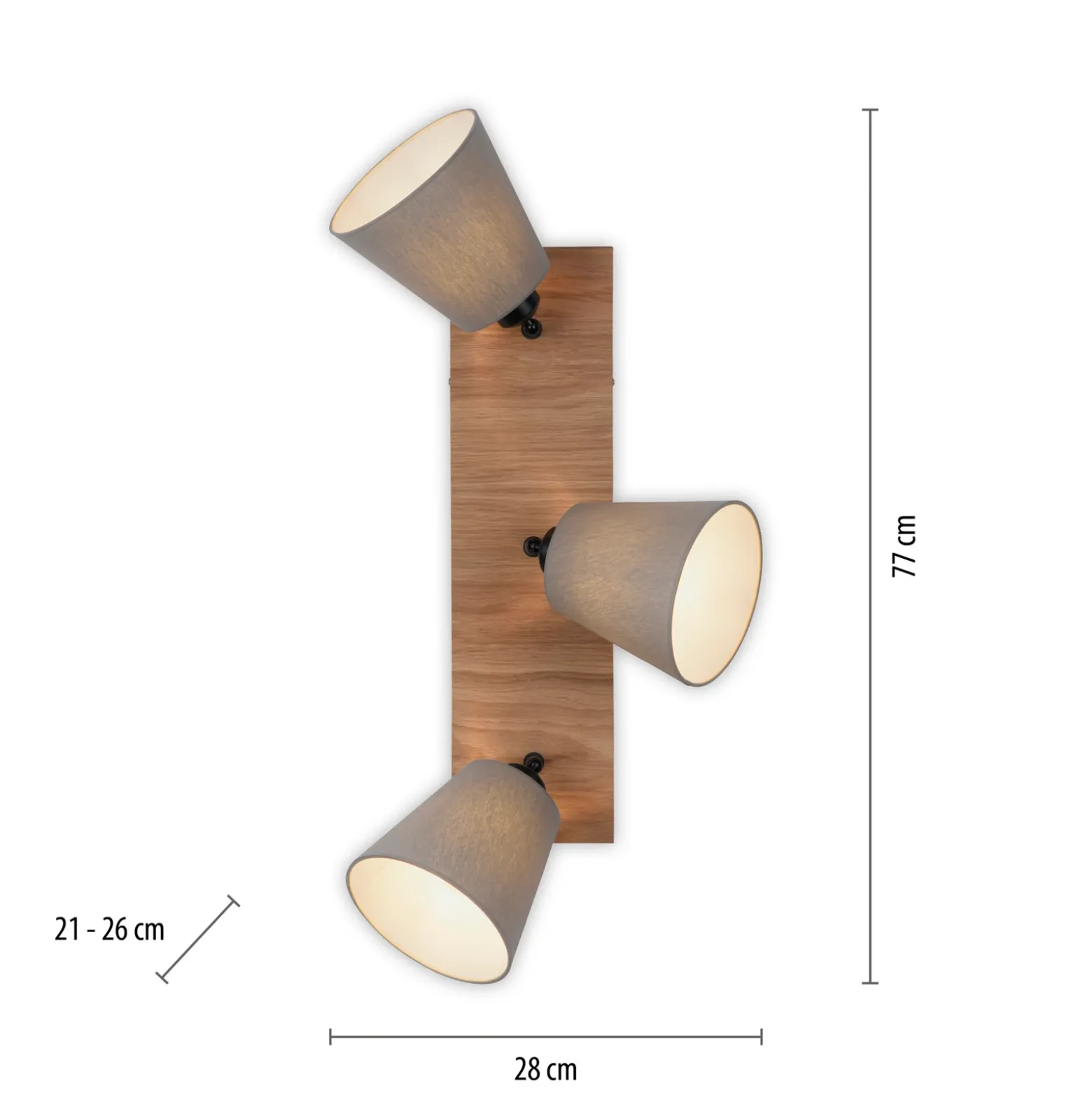 Downlight Gerda Michel, de 3 luces, madera/tejido