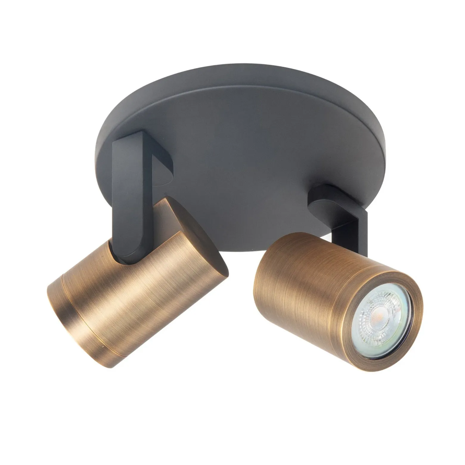 Downlight Halo, negro/latón bruñido Ø 17 cm 2 luces.