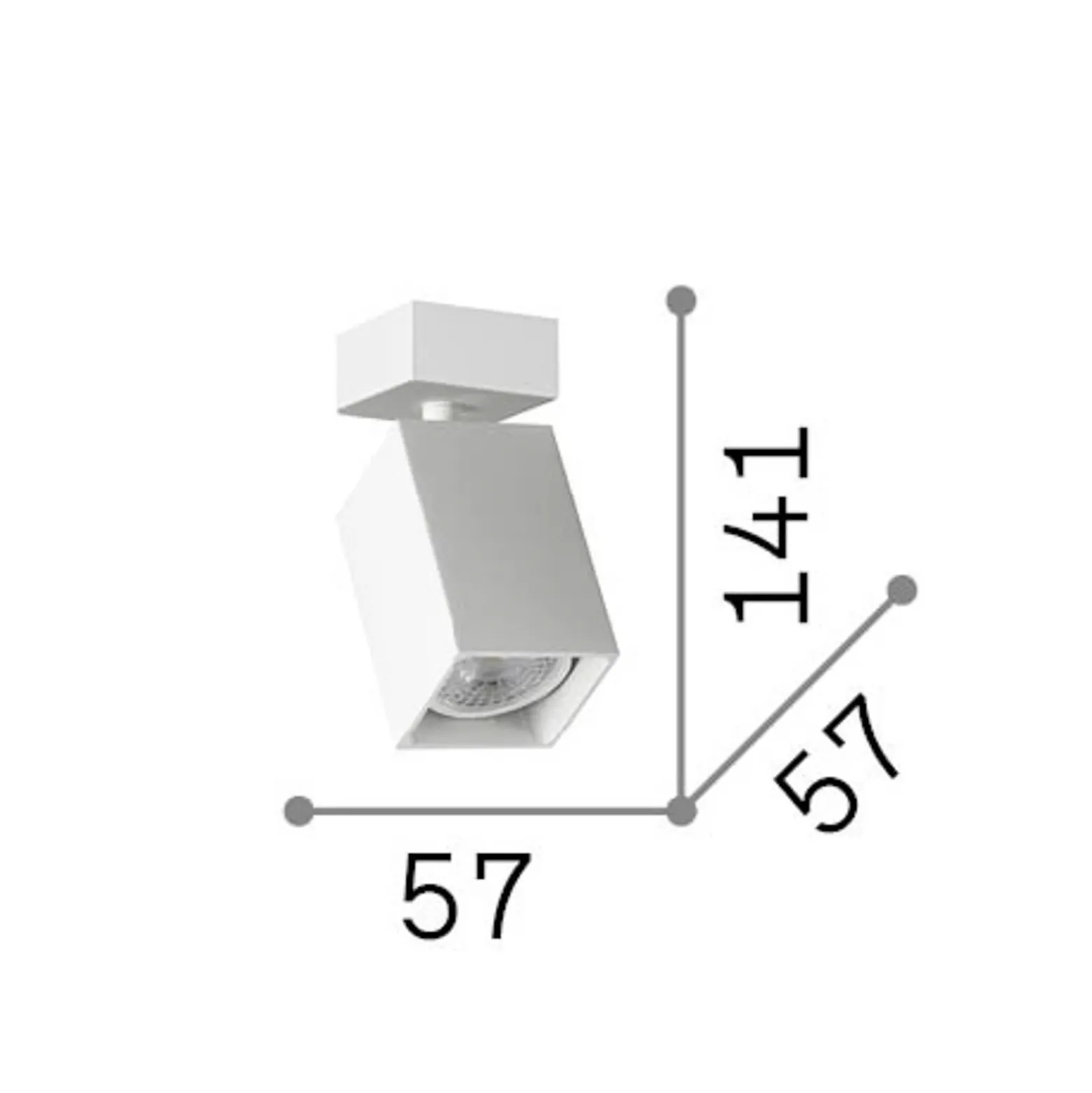 Downlight IDEAL LUX Dynamite Square, blanco, longitud 5,7 cm