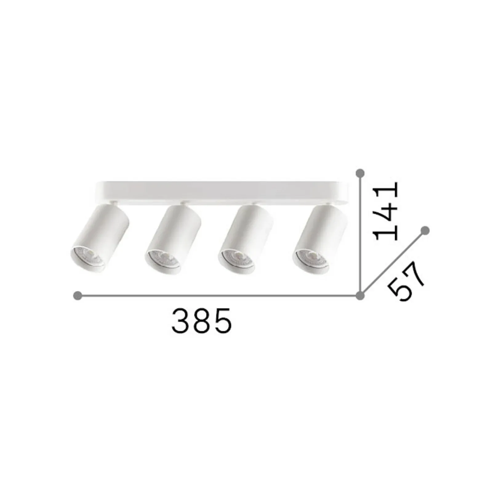 Downlight IDEAL LUX Dynamite Round, blanco, 38 cm, 4 luces.