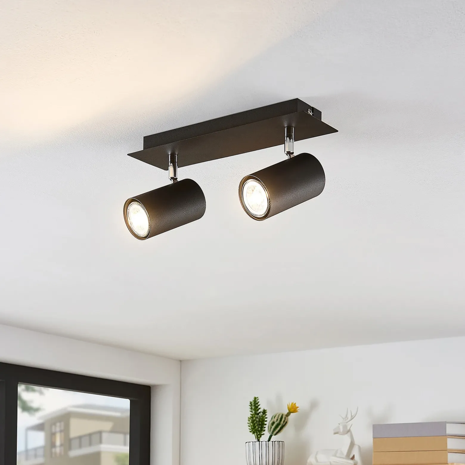 Downlight Joffrey de Lindby, 31 cm, 2 luces, negro, GU10