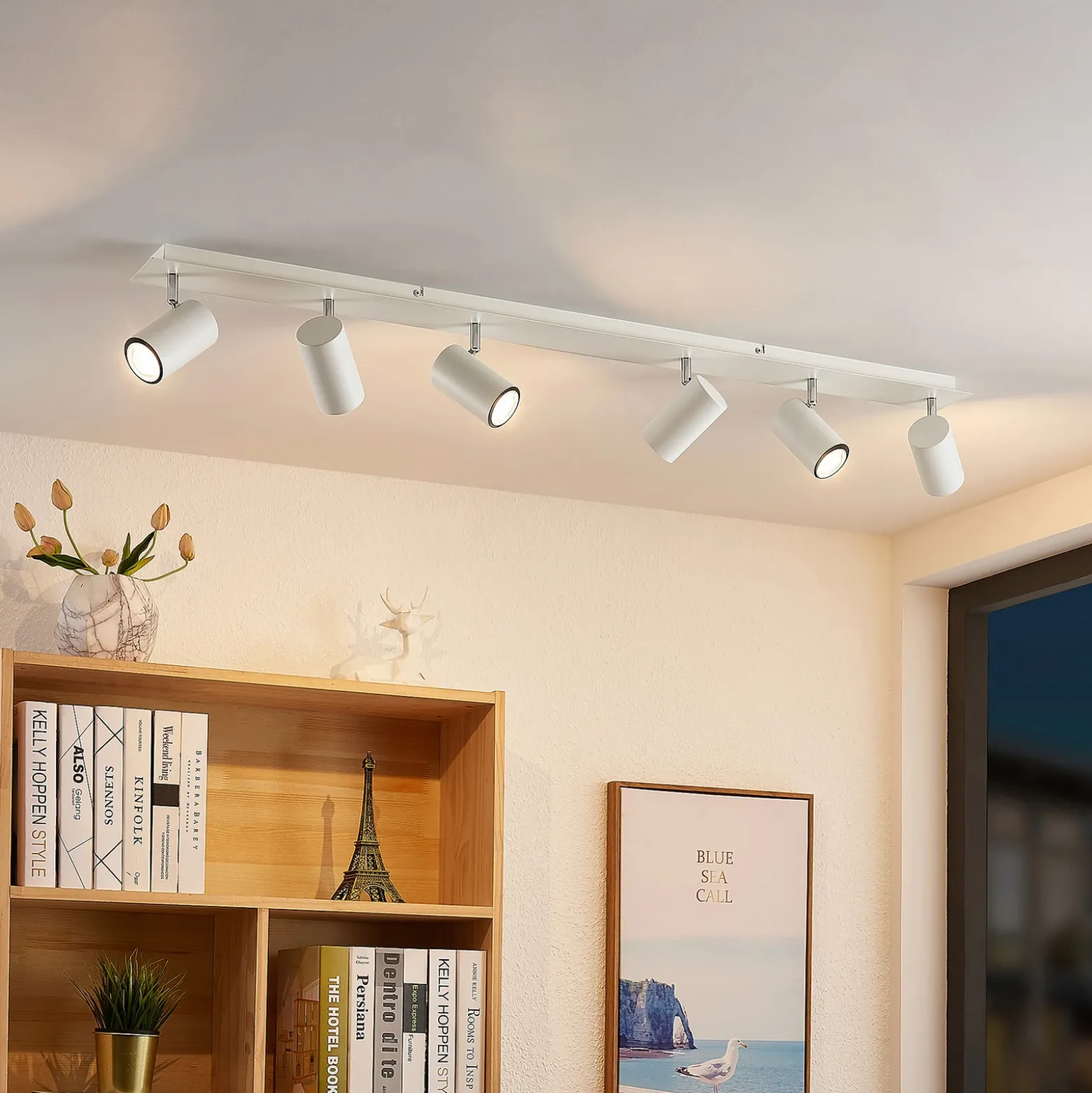 Downlight Joffrey de Lindby, 116 cm, blanco, 6 luces, GU10