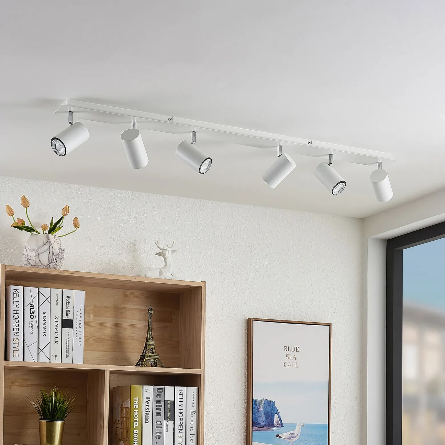 Downlight Joffrey de Lindby, 116 cm, blanco, 6 luces, GU10