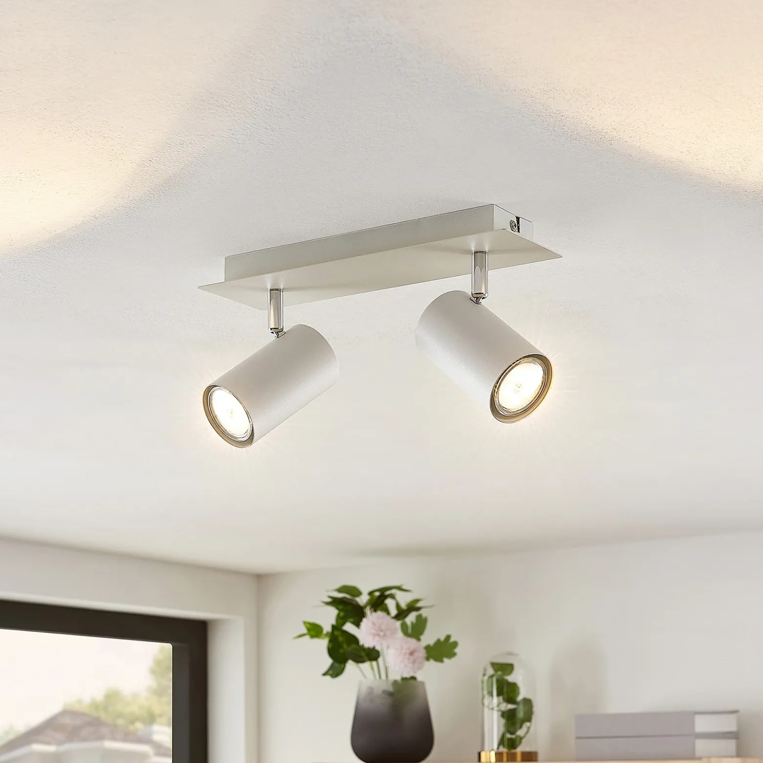 Downlight Joffrey de Lindby, 31 cm, 2 luces, blanco, GU10