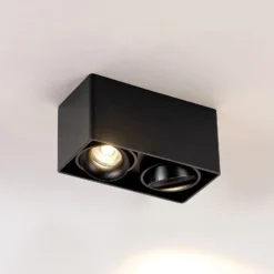 Downlight Kubika de Arcchio, 19 cm, negro, 2 luces, metal