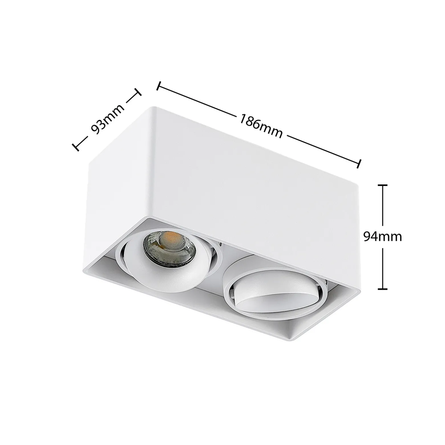 Downlight Kubika de Arcchio, 19 cm, blanco, 2 luces, metal