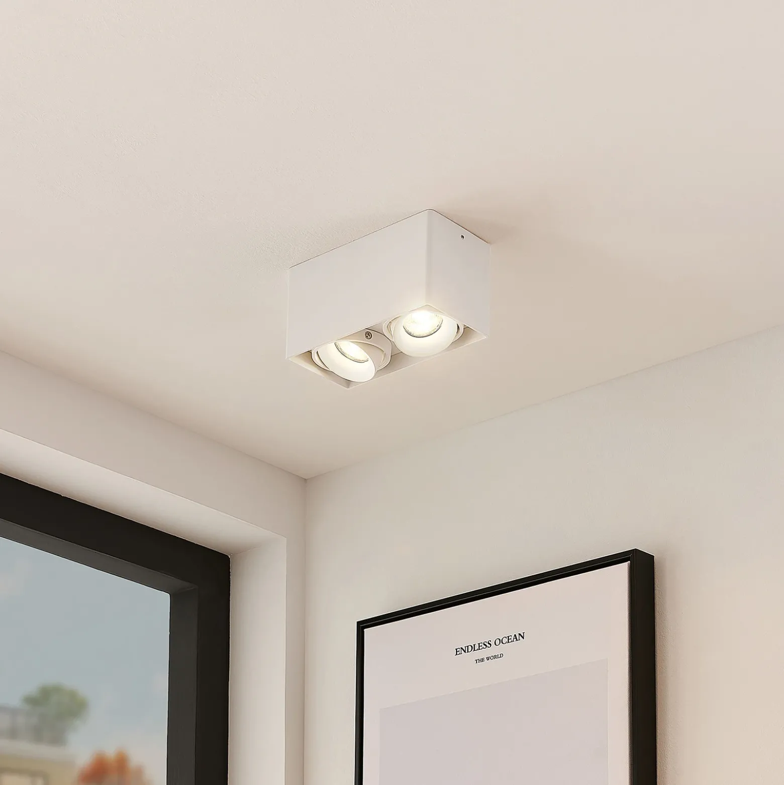 Downlight Kubika de Arcchio, 19 cm, blanco, 2 luces, metal