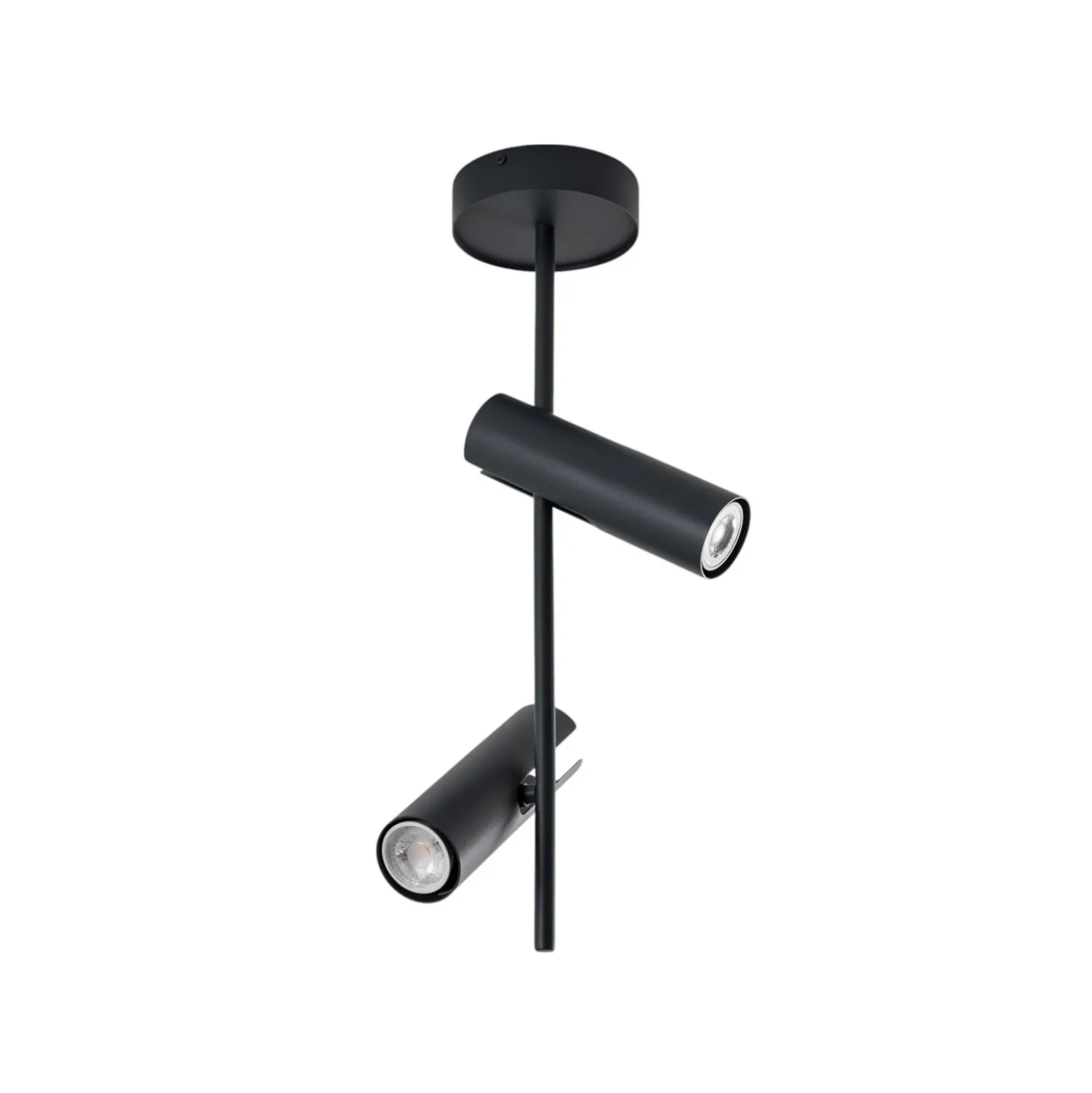 Downlight Leda 2, antracita, 2 luces, acero, altura 55 cm
