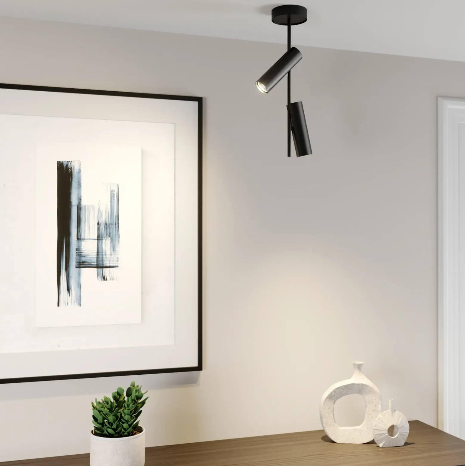 Downlight Leda 2, 2 luces, negro