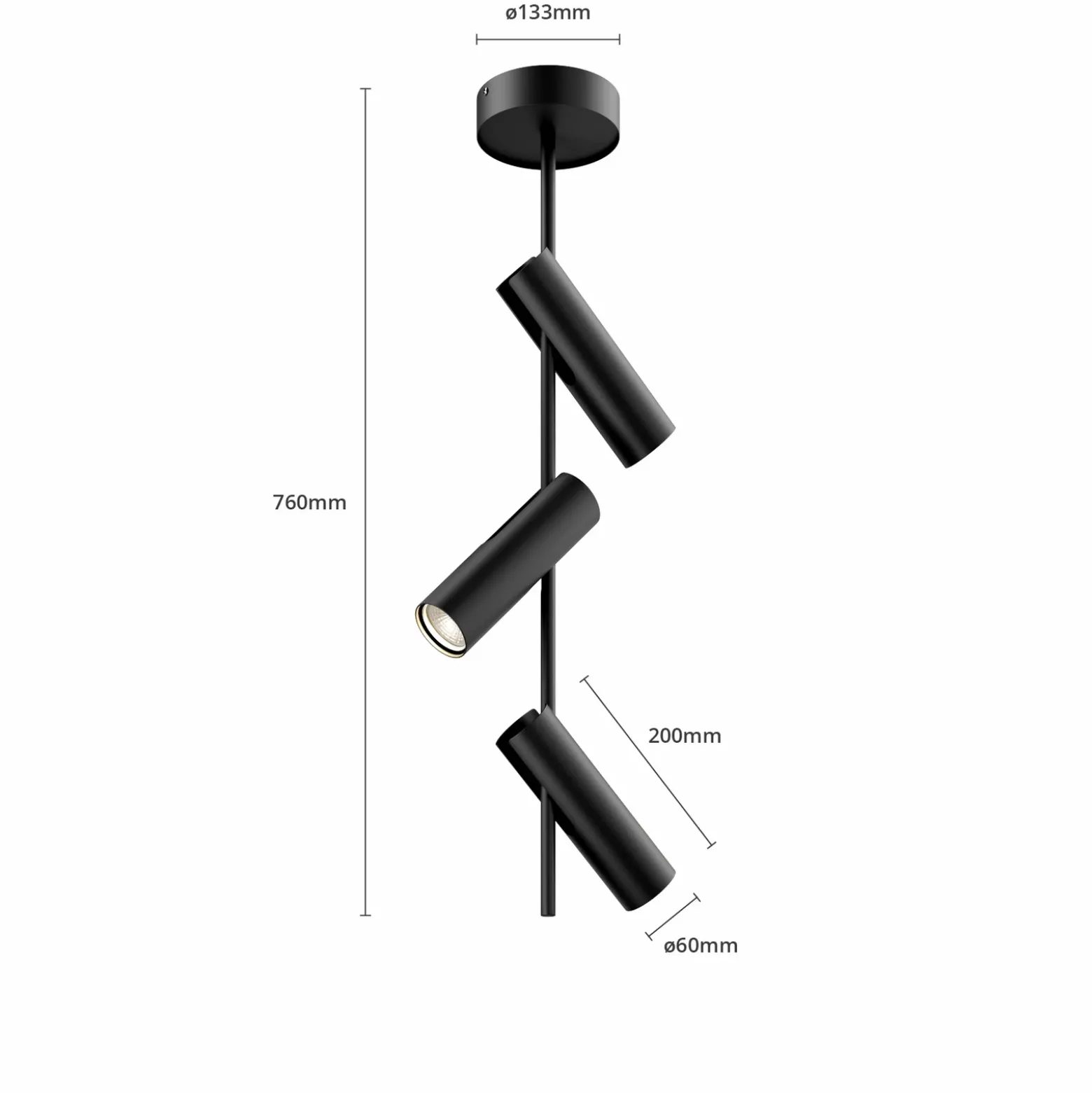 Downlight Leda 3, 3 luces, negro