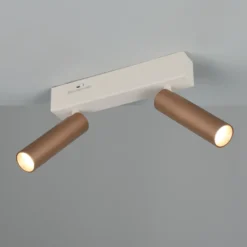 Downlight LED Ambala, longitud 26 cm, gris/marrón, 2 luces.