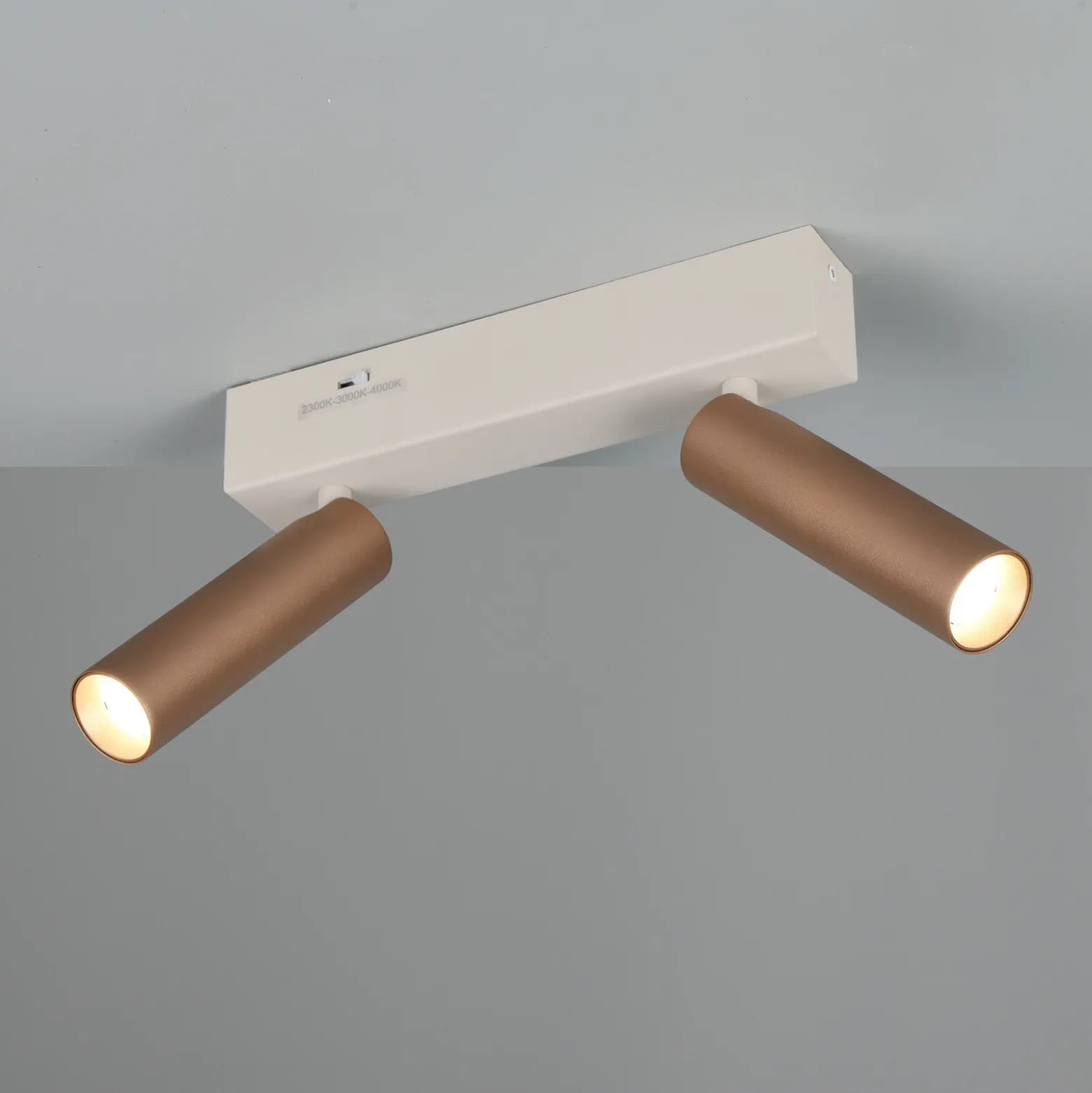 Downlight LED Ambala, longitud 26 cm, gris/marrón, 2 luces.