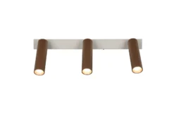 Downlight LED Ambala. Longitud 44 cm, gris/marrón, 3 luces.