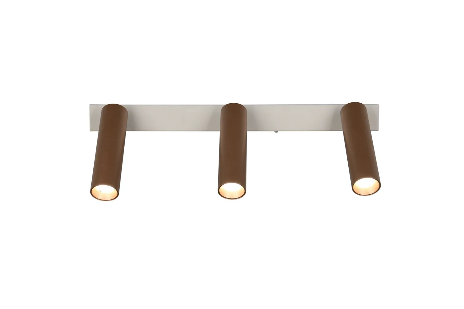 Downlight LED Ambala. Longitud 44 cm, gris/marrón, 3 luces.