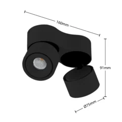 Downlight LED Arcchio Rotari, 1960 lm, 2 luces, negro