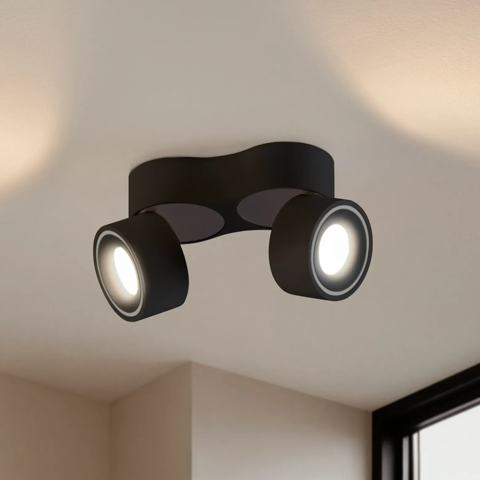 Downlight LED Arcchio Rotari, 1960 lm, 2 luces, negro
